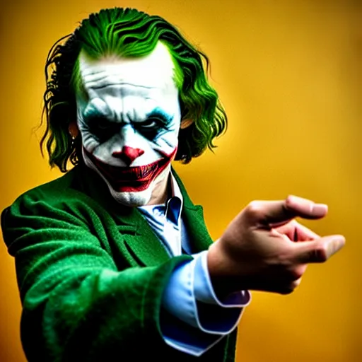 Prompt: uhd photorealisitc candid photo of mark hamill as the joker. correct makeup. correct face, accurate face. photo by annie leibowitz and steve mccurry