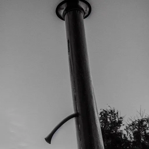 Image similar to A civil defense siren falling off of it's pole, motion blur
