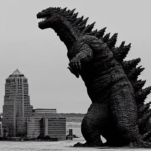Image similar to godzilla attacking albany new york