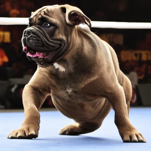 Image similar to brindle bullmastiff puppy in boxing match