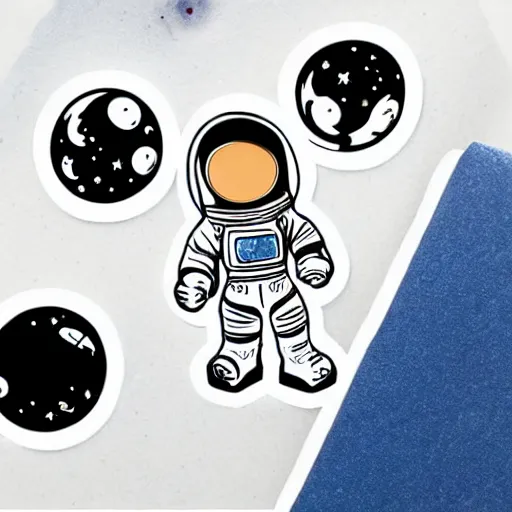 Image similar to cute astronaut sticker art, concept, white background