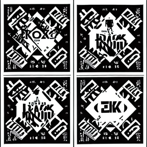 Image similar to black on white graphic design stickers in style of david rudnick, eric hu, y 2 k,