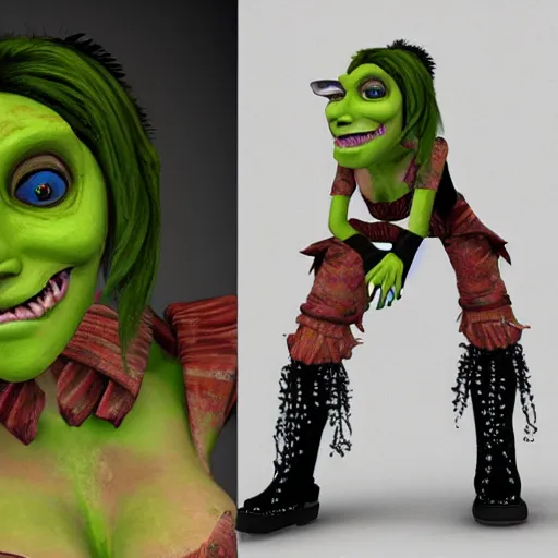 Image similar to eco gotch punk female goblin, 8k