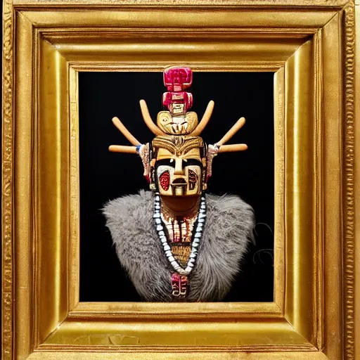 Image similar to elegant portrait of donald trump dressed as an aztec god, 8 k, very detailed, very intricate,