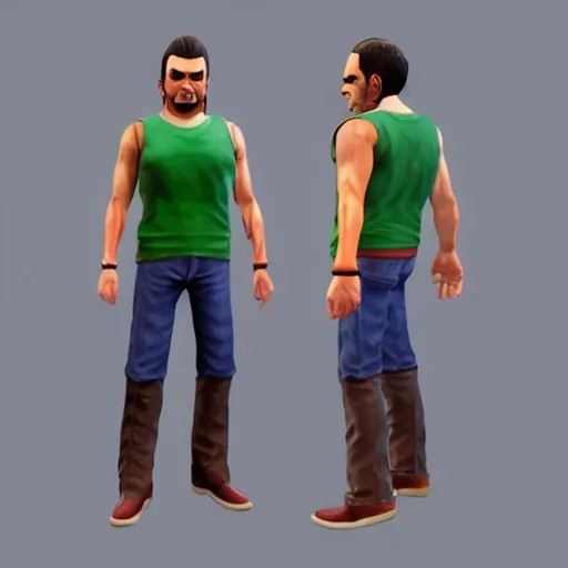 Prompt: Veggeta 3D model character from Gta 5