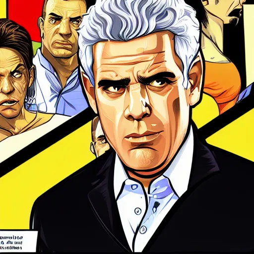 Prompt: portrait of Yair Lapid as a GTA v character. GTA v loading screen illustration by martin ansin, matt bors