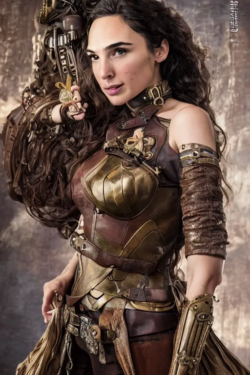 Image similar to extremely detailed steampunk gal gadot standing, lilia alvarado