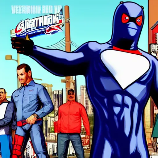 Image similar to Pepsi-man in GTA V, cover art, no text