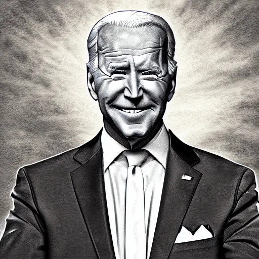 Image similar to evil joe biden, digital art, ultrarealistic, award winning art