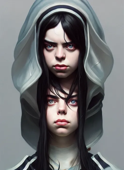 Image similar to Overlord Billie Eilish, slight smile, highly detailed, digital painting, artstation, concept art, sharp focus, illustration, art by wlop and J. C. Leyendecker and Edmund Bliar Leighton and Charlie Bowater