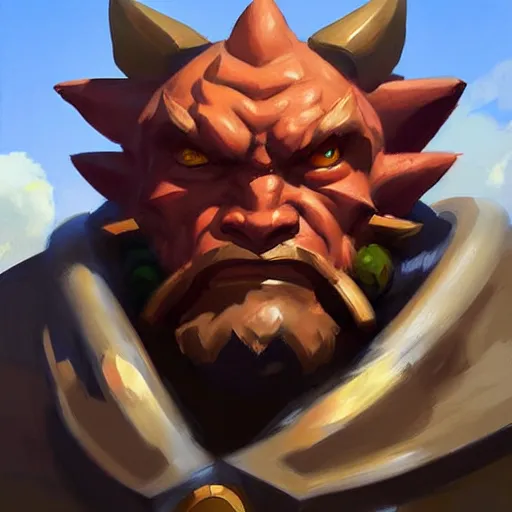 Image similar to Greg Manchess portrait painting of Ganon from Legend of Zelda as Overwatch character, medium shot, asymmetrical, profile picture, Organic Painting, sunny day, Matte Painting, bold shapes, hard edges, street art, trending on artstation, by Huang Guangjian and Gil Elvgren and Sachin Teng