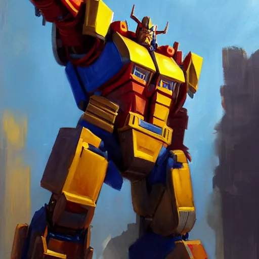 Prompt: greg manchess portrait painting of optimus prime the transformer as overwatch character, medium shot, asymmetrical, profile picture, organic painting, sunny day, matte painting, bold shapes, hard edges, street art, trending on artstation, by huang guangjian, gil elvgren, ruan jia, greg rutkowski, gaston bussiere