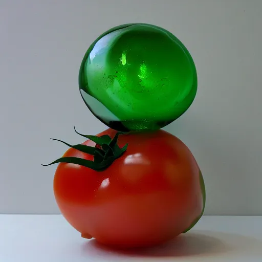 Prompt: glass sculpture, tomato