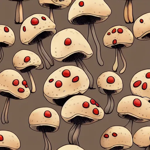 Prompt: cat like mushrooms, cat - faced mushroom, trending on instagram, rendered in corel art, pixar