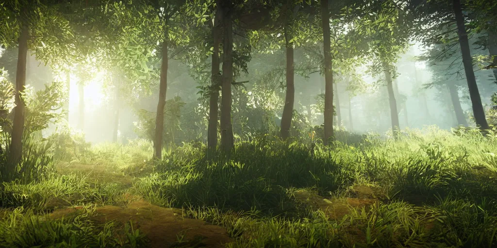 Prompt: summer forest, unreal engine