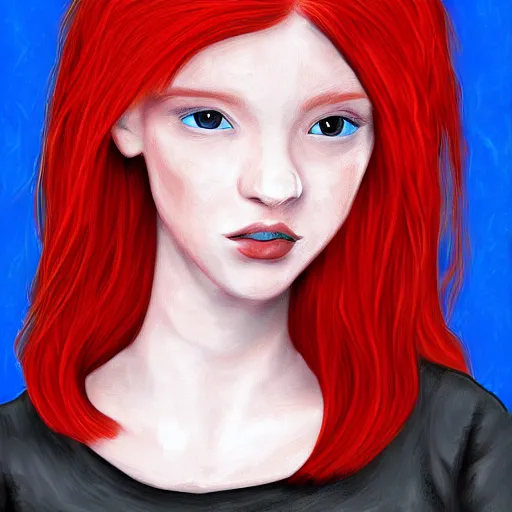 Image similar to a digital art painting of a red haired teen witch