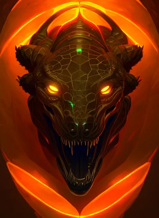 Image similar to symmetry!! portrait of renekton, league of legends, glowing lights!! intricate, elegant, highly detailed, digital painting, artstation, concept art, smooth, sharp focus, illustration, art by artgerm and greg rutkowski and alphonse mucha