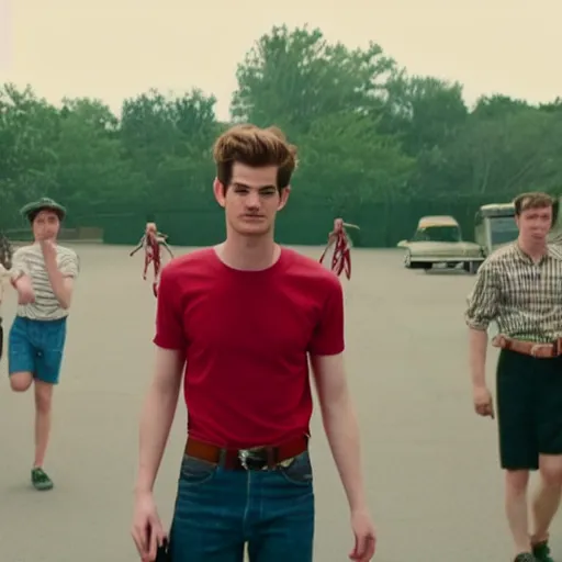 Image similar to film still of Andrew Garfield as Hughie Campbell in the Boys (2022 show), 4k, film grain