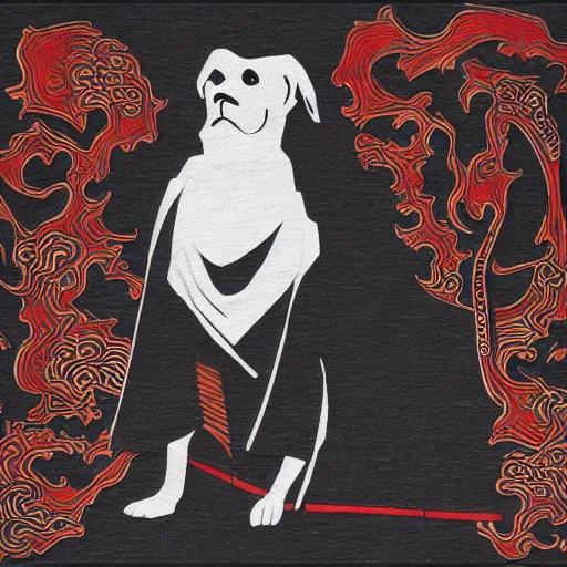 Image similar to ghost dog samurai loves fire, nihonga, detailed, 4 k