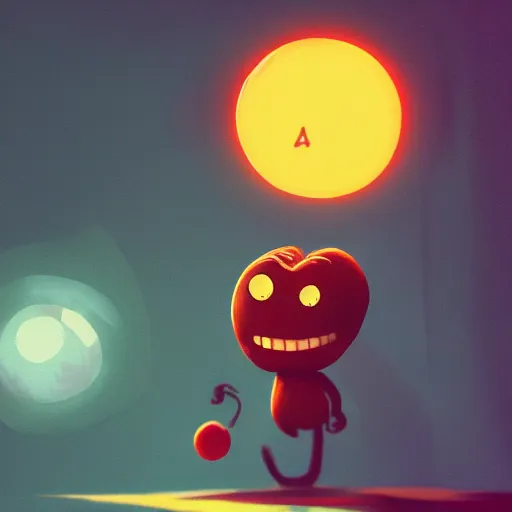 Image similar to a shadow - like figure closing in on gumball watterson, forcing him to flee, dark atmosphere, trending on artstation, digital art, eerie lighting