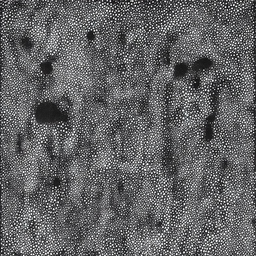 Image similar to face made out of planet, faceless people dark, dots, drip, stipple, pointillism, technical, abstract, minimal, style of francis bacon, asymmetry, pulled apart, cloak, hooded figure, made of dots, abstract, balaclava