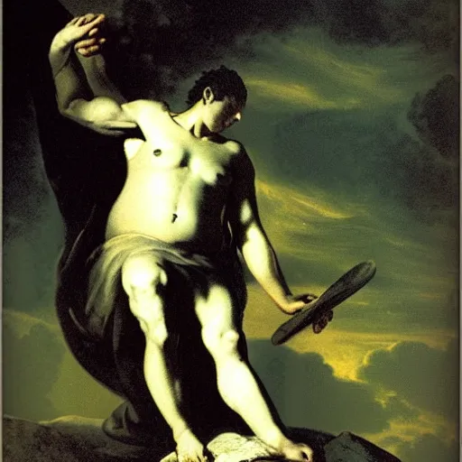 Prompt: goya the colossus painting