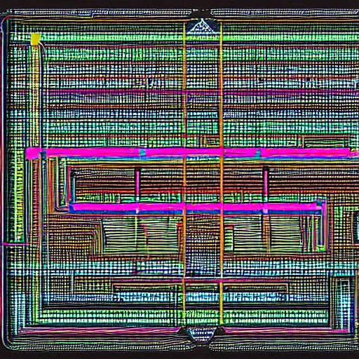 Image similar to modular synthesizer electronic music organicly sketched in a future retro style of minimal graphic design of the 1960’s educational system schematic of sound waves but as a cyberpunk pop art with neons