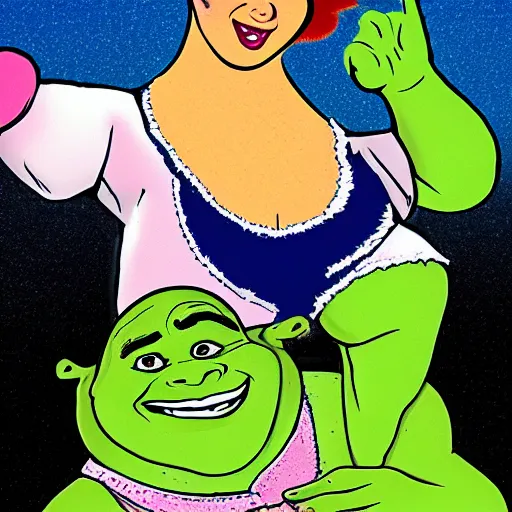 Image similar to shrek 8 0 s pinup