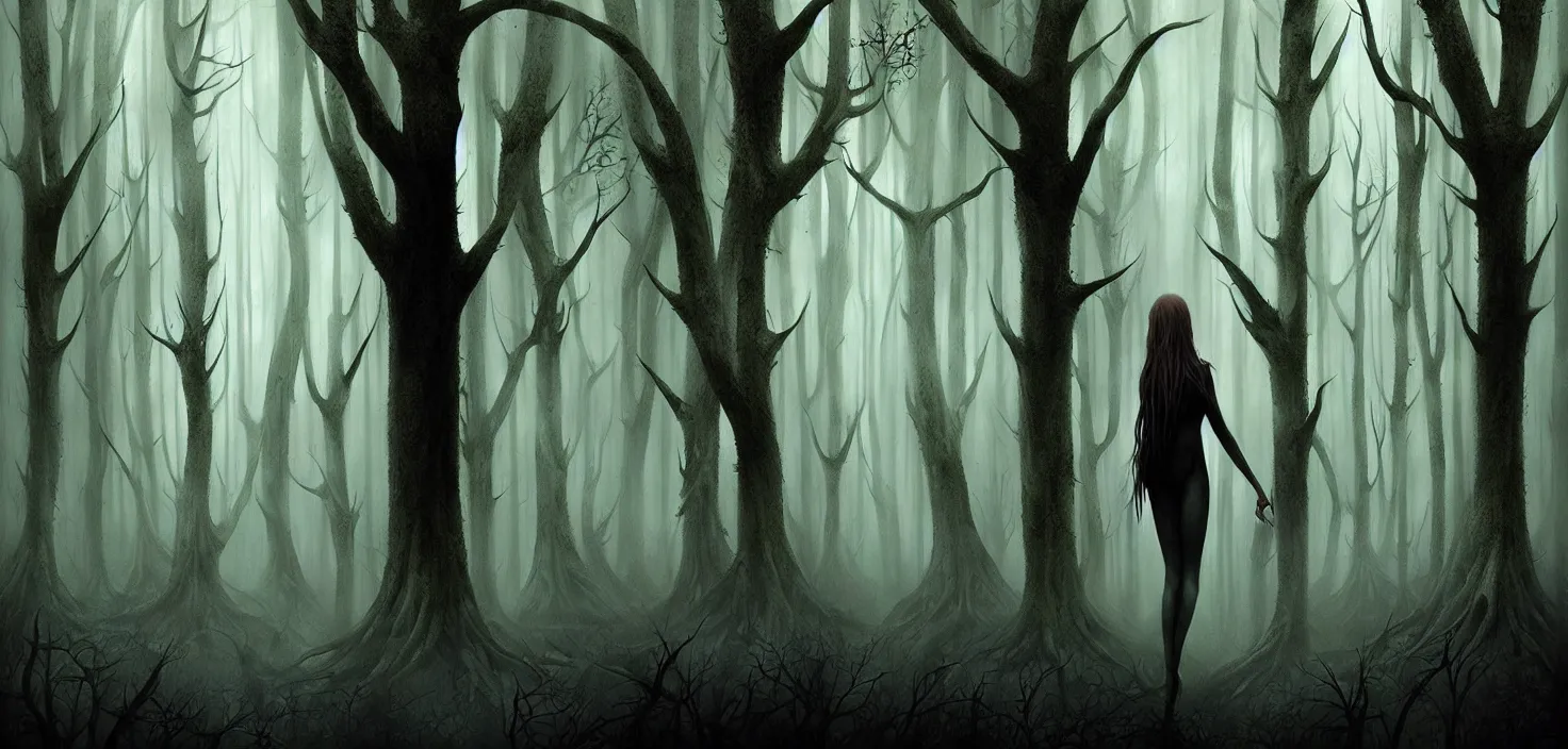 Prompt: dark forest by deharme lise
