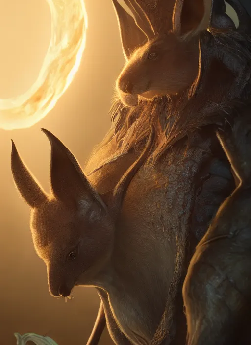 Image similar to king kangaroo, ultra detailed fantasy, elden ring, realistic, dnd character portrait, full body, dnd, rpg, lotr game design fanart by concept art, behance hd, artstation, deviantart, global illumination radiating a glowing aura global illumination ray tracing hdr render in unreal engine 5