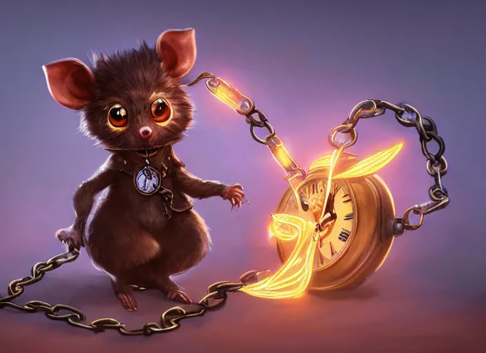 Image similar to a highly detailed illustration of a anthropomorphic rat wearing a long coat, glowing eyes, dramatic standing holding pocket watch with chain pose, infinite space clock background, muscular, intricate, elegant, highly detailed, centered, digital painting, artstation, concept art, smooth, sharp focus, league of legends concept art, wlop