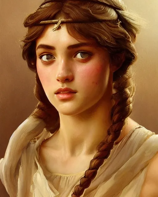 Prompt: an ancient greek athlete, beautiful face, oil on canvas, artstation, by j. c. leyendecker and edmund blair leighton and charlie bowater, beautiful face, octane, very aesthetic!!!!!!!!!!!!!!! stunning gorgeous big eyes