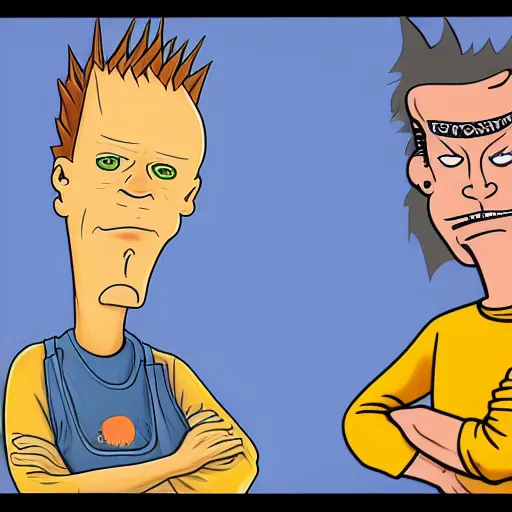 Prompt: Beavis and Butthead as Twitch Streamers as drawn by Mike Judge