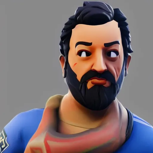 Image similar to Salvini e in Fortnite very detailed, full body shot 8K quality super realistic