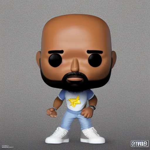 Image similar to full body 3 d render of joe budden as a full body funko pop!, studio lighting, grey background, single body, no shadow, blender, trending on artstation, 8 k, highly detailed