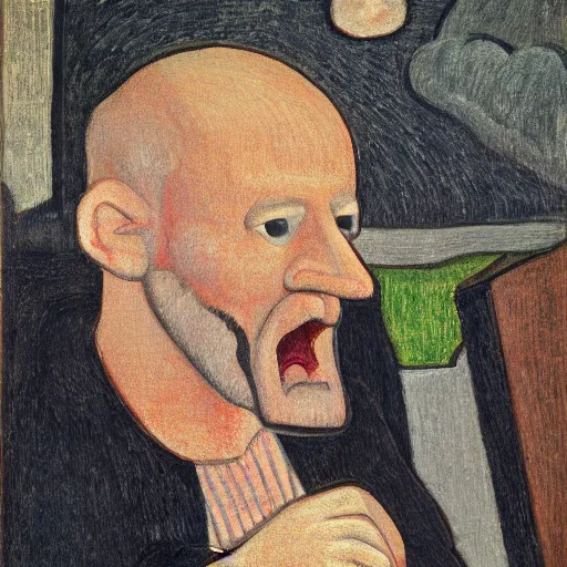 Prompt: angry scottish man at computer, detailed, ray tracing, 4 k, by paula modersohn - becker