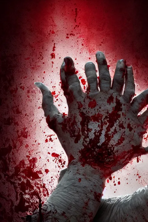 Image similar to bloody hand reaching out from toilet, 3d Guillermo del Toro, dramatic lighting, dark horror, 4k, uhd