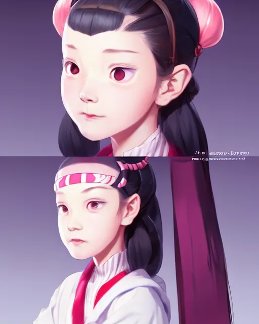 Image similar to character concept art of a nezuko as cute young female | | cute - fine - face, pretty face, key visual, realistic shaded perfect face, fine details by stanley artgerm lau, wlop, rossdraws, james jean, andrei riabovitchev, marc simonetti, and sakimichan, trending on artstation