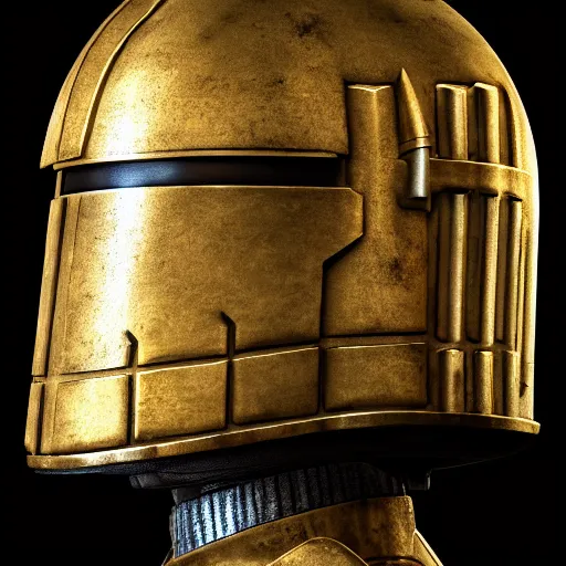 Image similar to realistic templar knight helm design inspired by r 2 d 2, epic scale, character concept art, face symmetry, intricate accurate details, artstation trending, octane render, cinematic color grading, soft light, rule of thirds, golden ratio, like a professional model, cinematic, 8 k, clear.