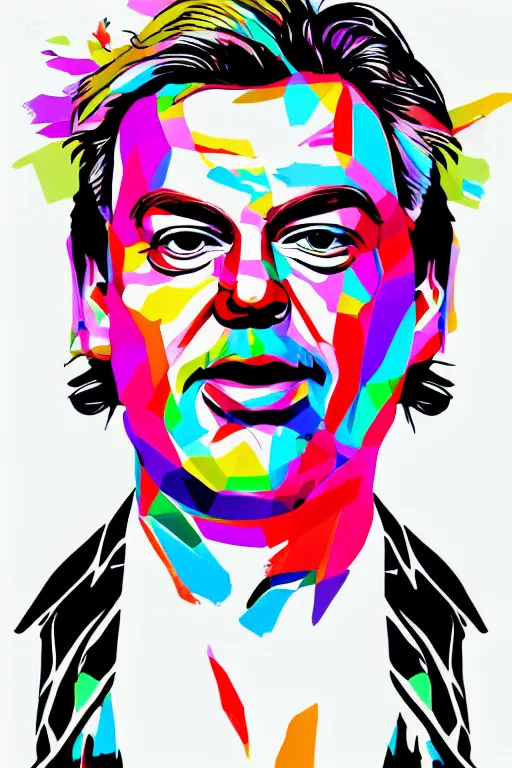 Image similar to minimalist boho style art of a colorful viktor orban, illustration, vector art