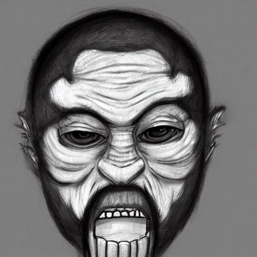 Prompt: facial composite sketch of a wanted monster