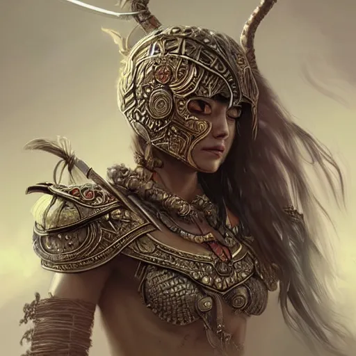 Image similar to beautiful extremely detailed intricate concept art depicting a warrior by wlop. shining jewelry. bcy. net