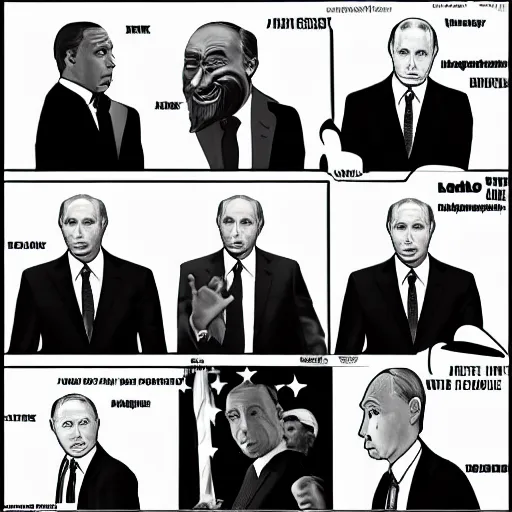Prompt: meme all my homies hate with president putin in the middle, realistic, black and white