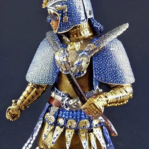 Prompt: beautiful warrior with sapphire encrusted armour, highly detailed,