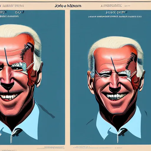 Image similar to anatomical diagram of a dissection of Joe Biden, by Barlowe