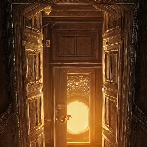 Prompt: a room with one hundred doors with latches, concept art, trending on artstation, highly detailed, intricate, sharp focus, digital art, 8 k