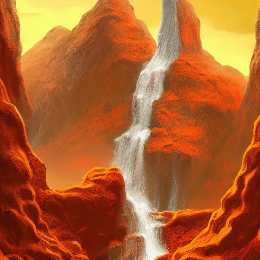 Prompt: a waterfall of orange soda, artstation, concept art, matte painting