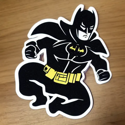 Image similar to die cut sticker, batman breakdancing in techwear splatter paint