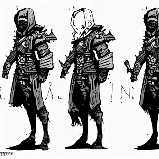 Image similar to darkest dungeon art style character concept