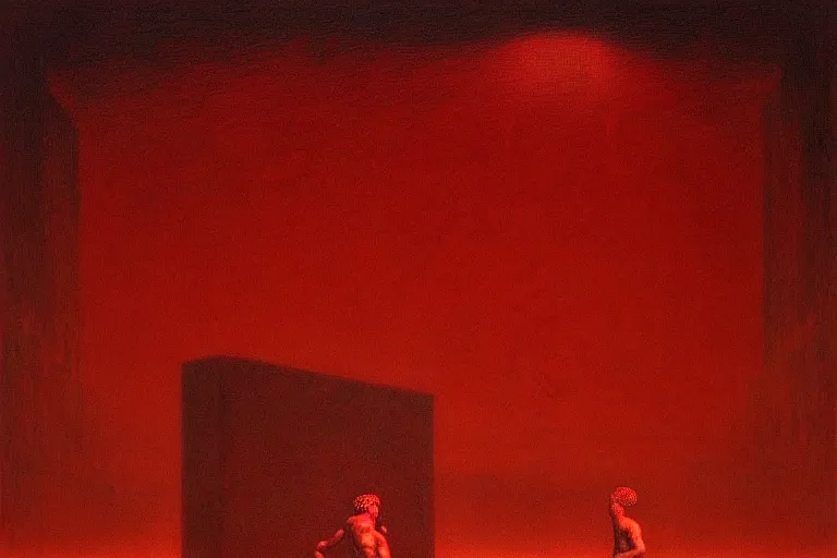 Image similar to only with red, caesar after win war, the deal, a red tiger, in hoc signo vinces, rome in background, an ancient path, in the style of beksinski, part by hopper, part by rodcenko, part by hofbauer, intricate composition, red by caravaggio, insanely quality, highly detailed, masterpiece, red light, artstation